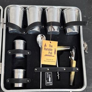 Portable Pub by Londonaire Limited Travel Set with Silver Cups & Accesories